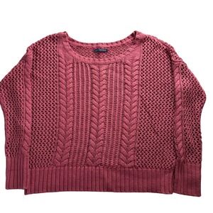 American Eagle Outfitters Pink Cable Knit Open Crochet Sweater Womens M Layer